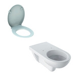 Wisząca miska WC Selnova Comfort lejowa, B35.5 cm, H34 cm, T70 cm, długa, łazienka bez barier Deska sedesowa WC antybakteryjna Selnova Comfort mocowanie od góry, zachodząca pokrywa, łazienka bez barier biała